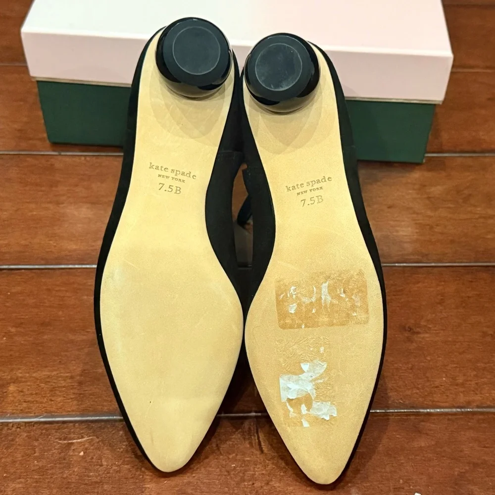 New Kate Spade Women's Black Leather Sydney Dress Booties Size 7.5B Narrow - Picture 14 of 16